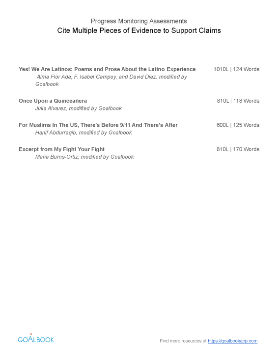 Cite Multiple Pieces of Evidence to Support Claims