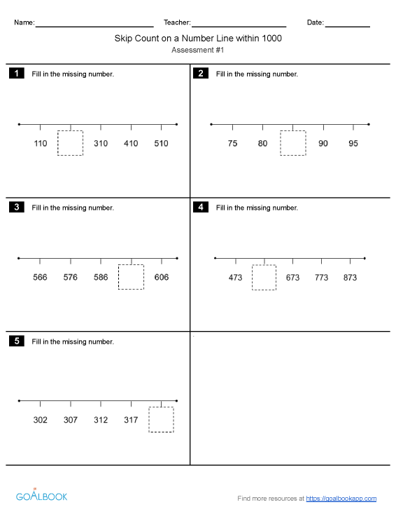 Skip Count on a Number Line within 1,000 | Math Anchor Page IEP Goal